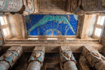 Bunte Decke von Dendera und Abydos-Tempel zeigen die Göttin Nut