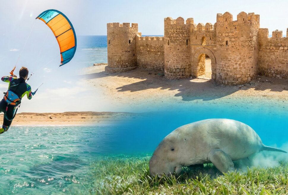 Guide to Red Sea cities south of Hurghada: Kitesurfing in Safaga, History in Quseir, and Dugongs in Marsa Alam.
