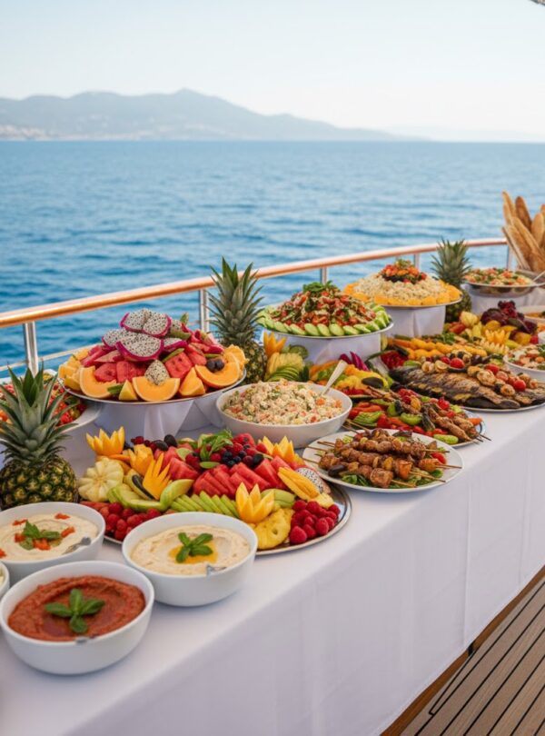 Open buffet lunch on a Red Sea boat